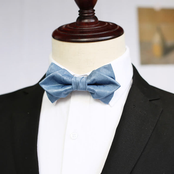 Men's Haze Blue Solid Color Fresh Bow Tie - Pointed - Bow Tie - image 2