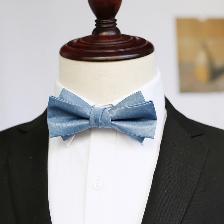 Men's Haze Blue Solid Color Fresh Bow Tie - Flat - Bow Tie - image 10