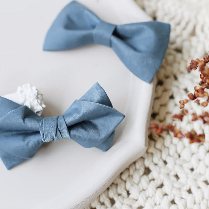 Men's Haze Blue Solid Color Fresh Bow Tie - image 3