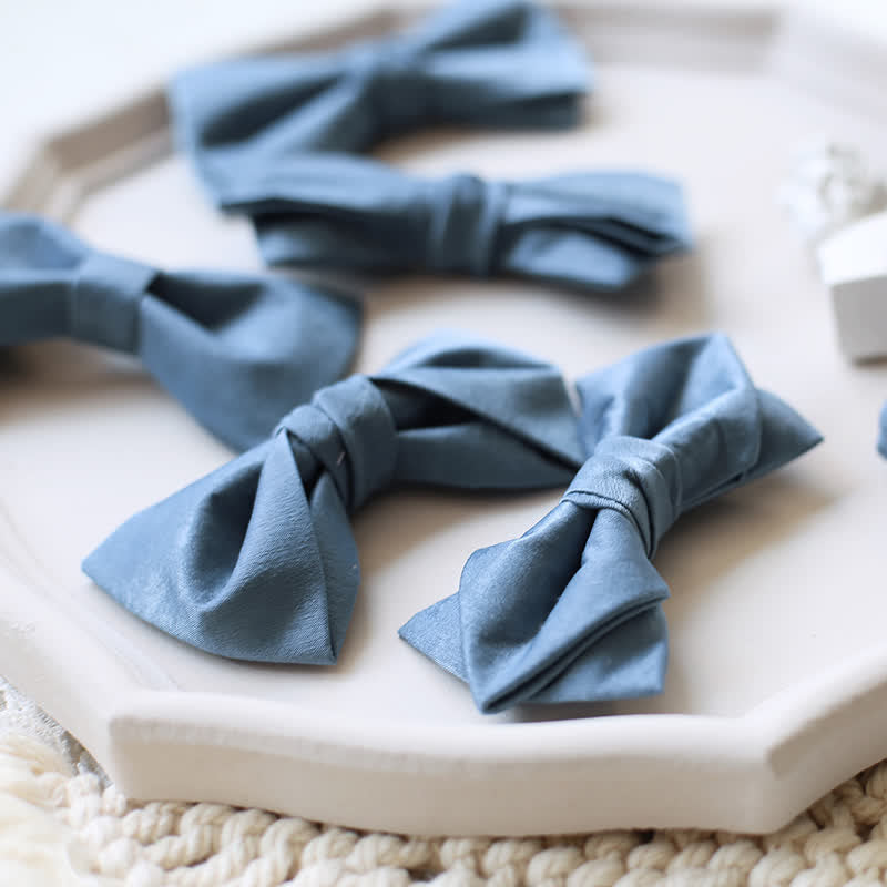 Men's Haze Blue Solid Color Fresh Bow Tie - image 4