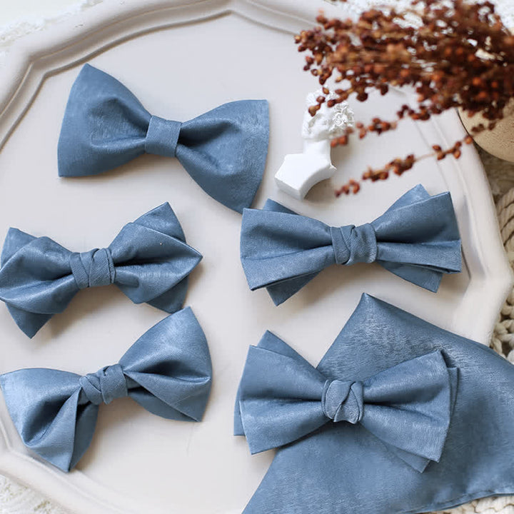 Men's Haze Blue Solid Color Fresh Bow Tie - image 1
