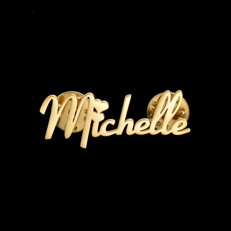 Gold Custom Your Name Personalized Stainless Steel Brooch