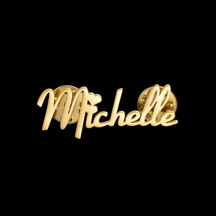 Gold Custom Your Name Personalized Stainless Steel Brooch
