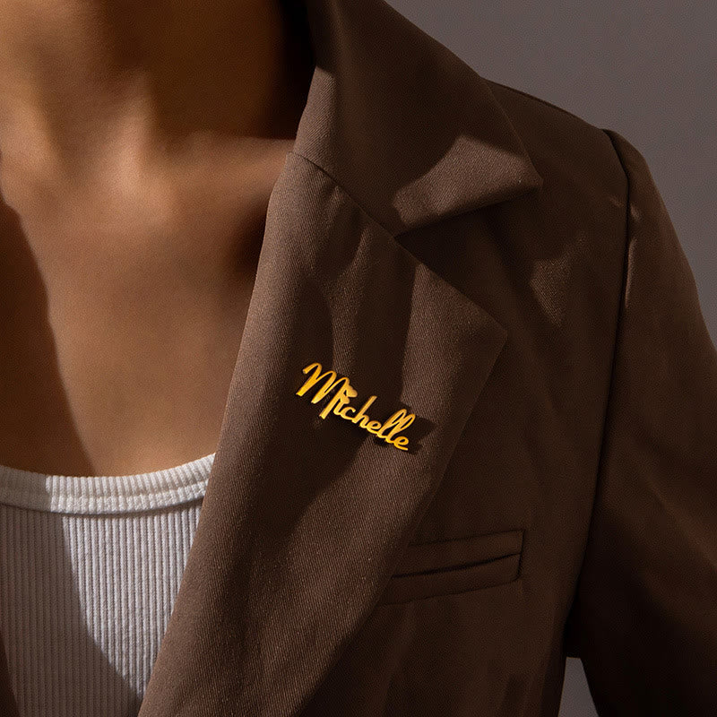 Gold Custom Your Name Personalized Stainless Steel Brooch - image 1