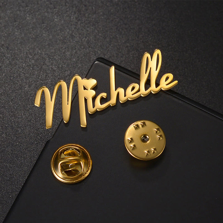 Gold Custom Your Name Personalized Stainless Steel Brooch