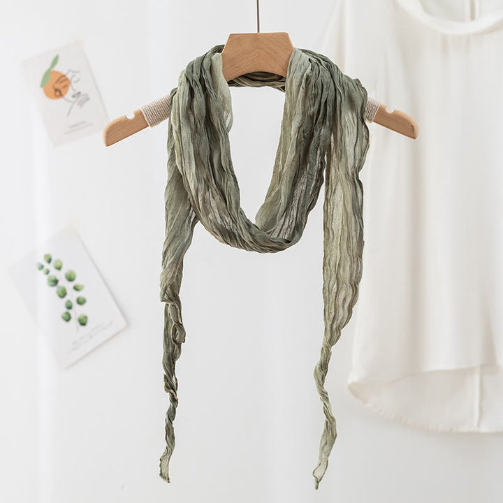 Women's Fashion Tie-Dye Creased Thin Long Scarf - DarkSeaGreen - image 19