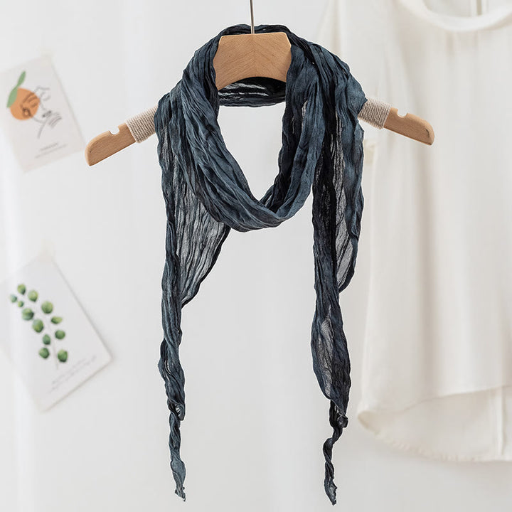 Women's Fashion Tie-Dye Creased Thin Long Scarf - Navy - image 17