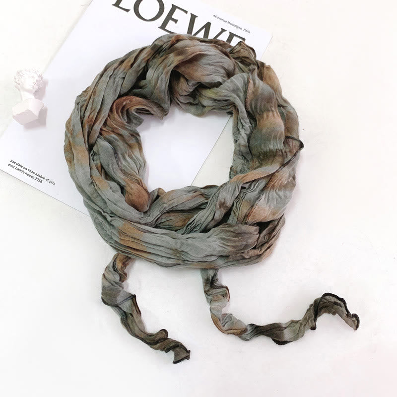 Women's Fashion Tie-Dye Creased Thin Long Scarf