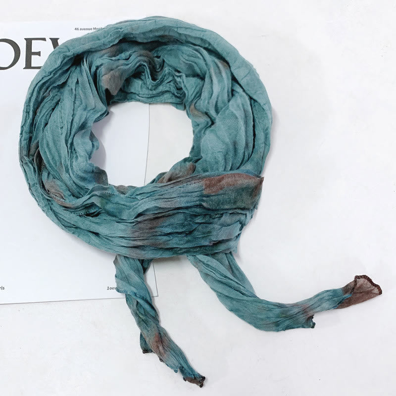 Women's Fashion Tie-Dye Creased Thin Long Scarf