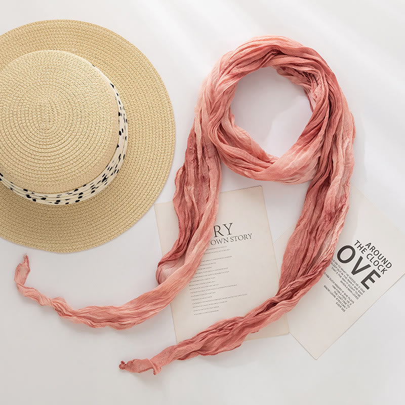 Women's Fashion Tie-Dye Creased Thin Long Scarf - Pink - image 21
