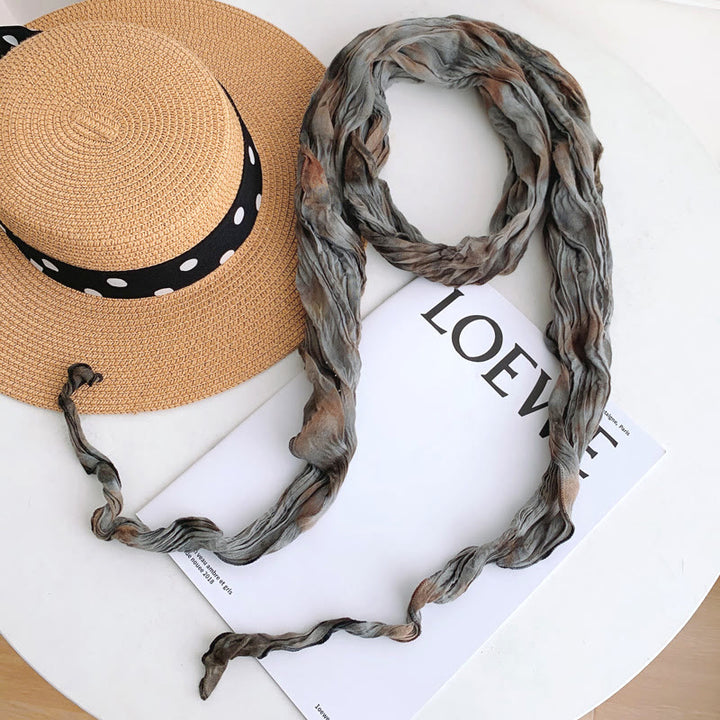 Women's Fashion Tie-Dye Creased Thin Long Scarf - Gray - image 9