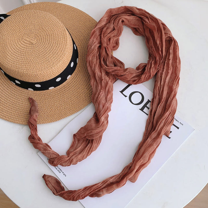 Women's Fashion Tie-Dye Creased Thin Long Scarf - DarkSalmon - image 15