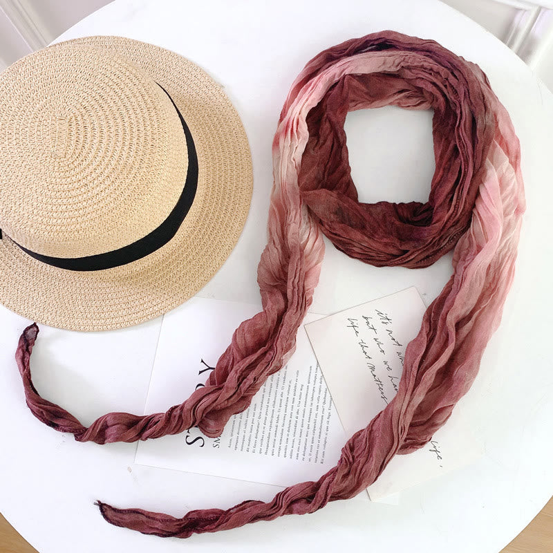 Women's Fashion Tie-Dye Creased Thin Long Scarf - Dark Red - image 26