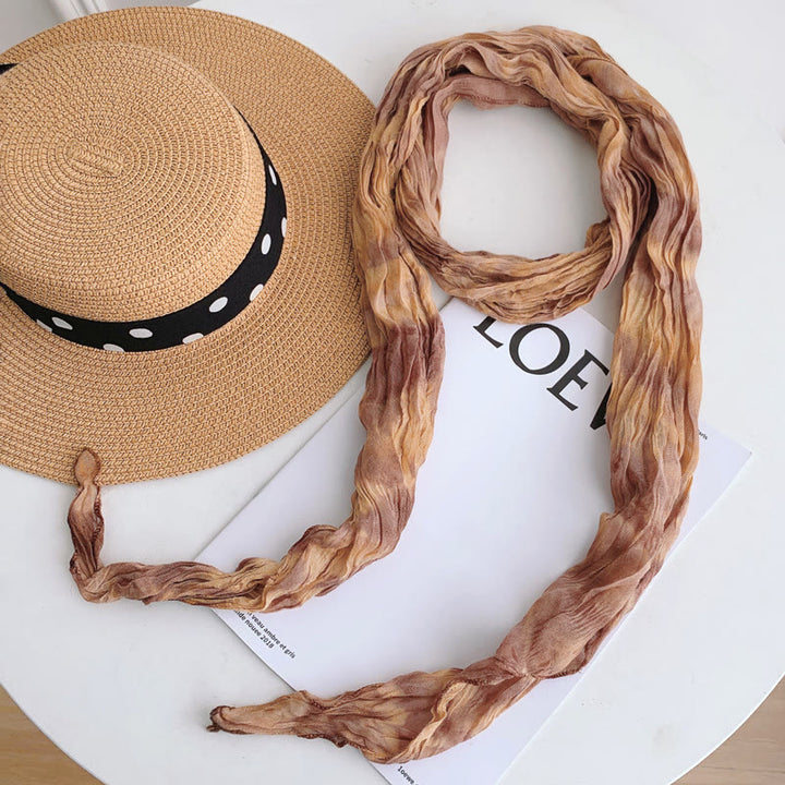 Women's Fashion Tie-Dye Creased Thin Long Scarf