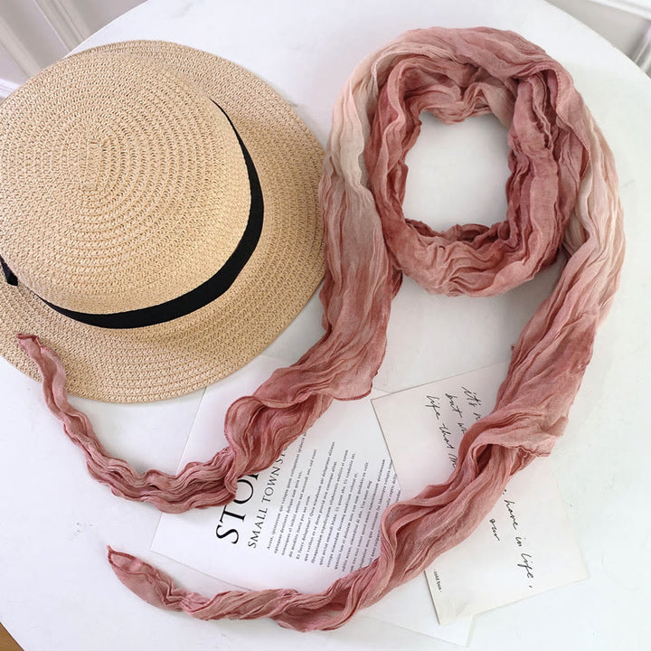 Women's Fashion Tie-Dye Creased Thin Long Scarf - LightCoral - image 22