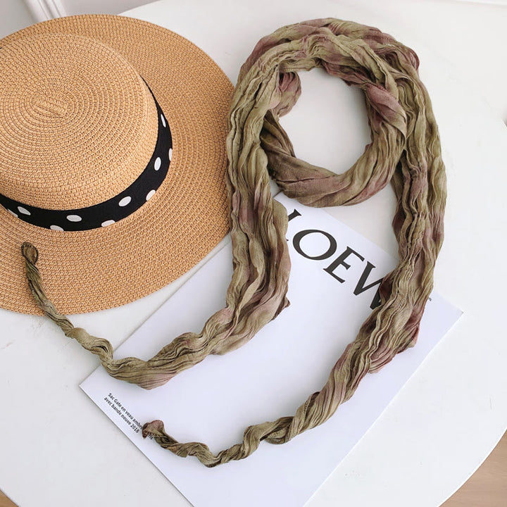 Women's Fashion Tie-Dye Creased Thin Long Scarf - Army Green - image 11