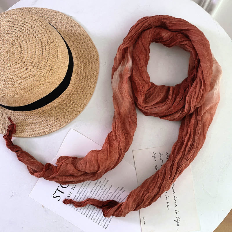 Women's Fashion Tie-Dye Creased Thin Long Scarf - OrangeRed - image 29