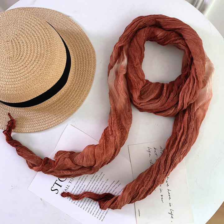 Women's Fashion Tie-Dye Creased Thin Long Scarf - OrangeRed - image 29