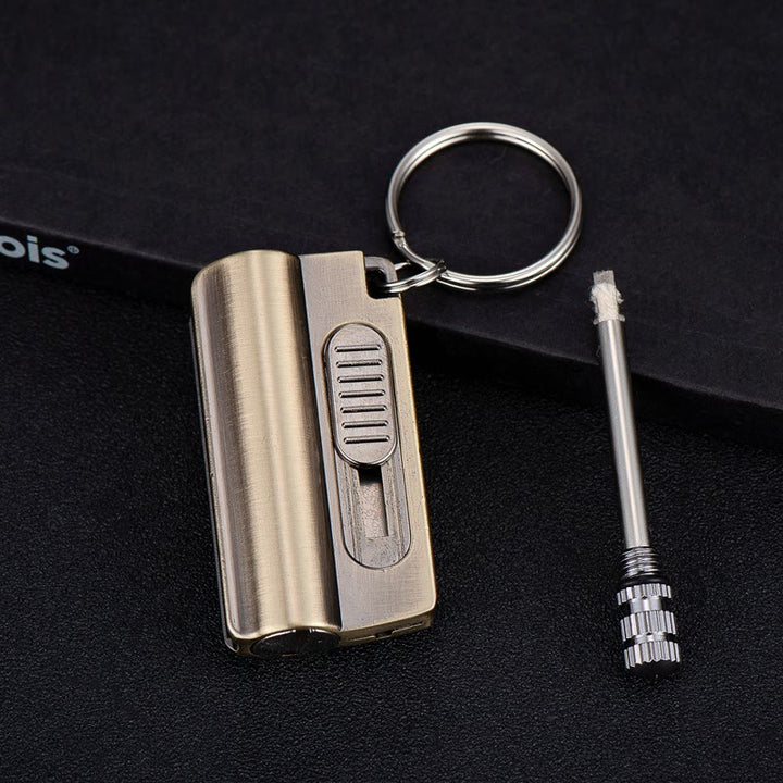 Utility Knife Box Opener Permanent Match Keychain Kerosene Lighter - Bronze - image 0