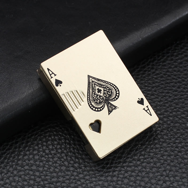 Poker Luminous Visible Air Tank Refillable Butane Lighter - Gold ACE - image 2