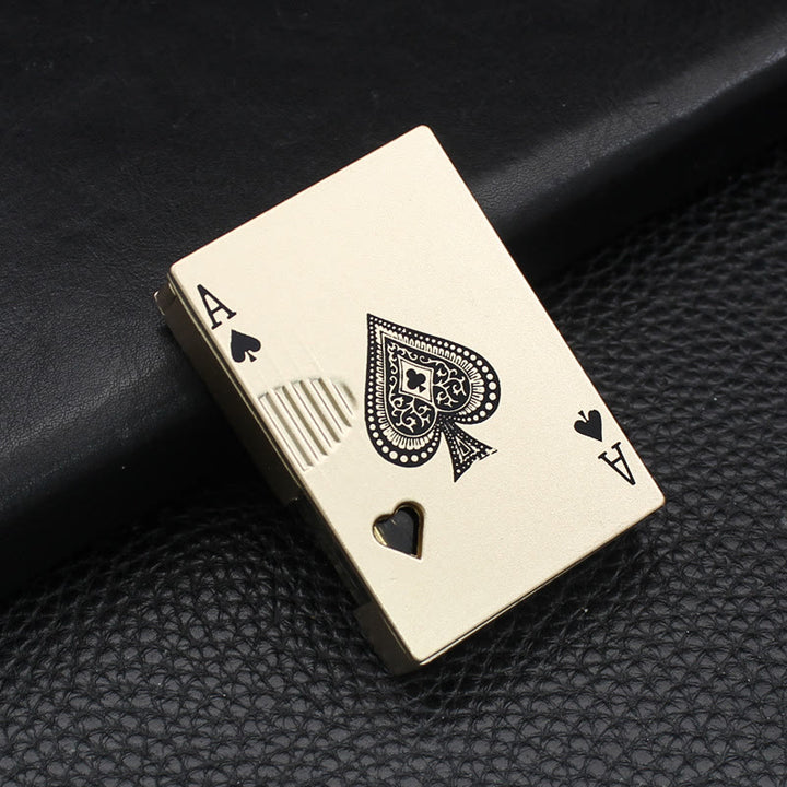 Poker Luminous Visible Air Tank Refillable Butane Lighter - Gold ACE - image 2