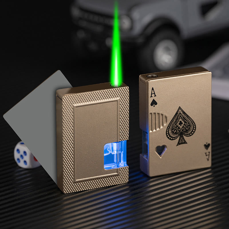 Poker Luminous Visible Air Tank Refillable Butane Lighter