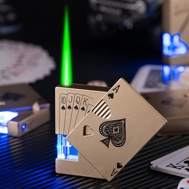 Poker Luminous Visible Air Tank Refillable Butane Lighter