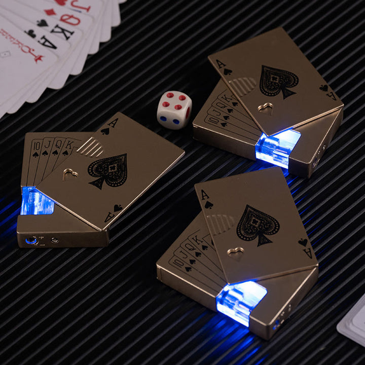 Poker Luminous Visible Air Tank Refillable Butane Lighter