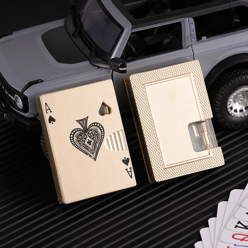 Poker Luminous Visible Air Tank Refillable Butane Lighter