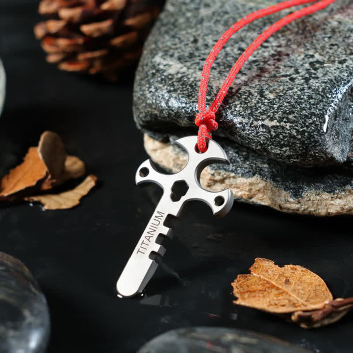 Outdoor Portable Mini Crowbar Bottle Opener Cross EDC Keychain - Silver - image 0