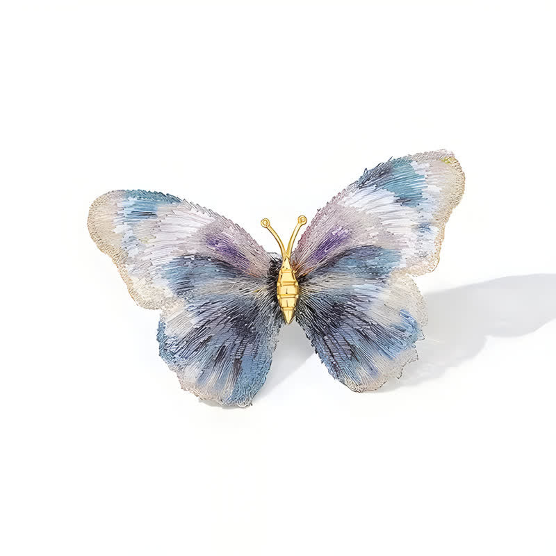 Women's Delicate Embroidered Butterfly Insect Brooch - image 5