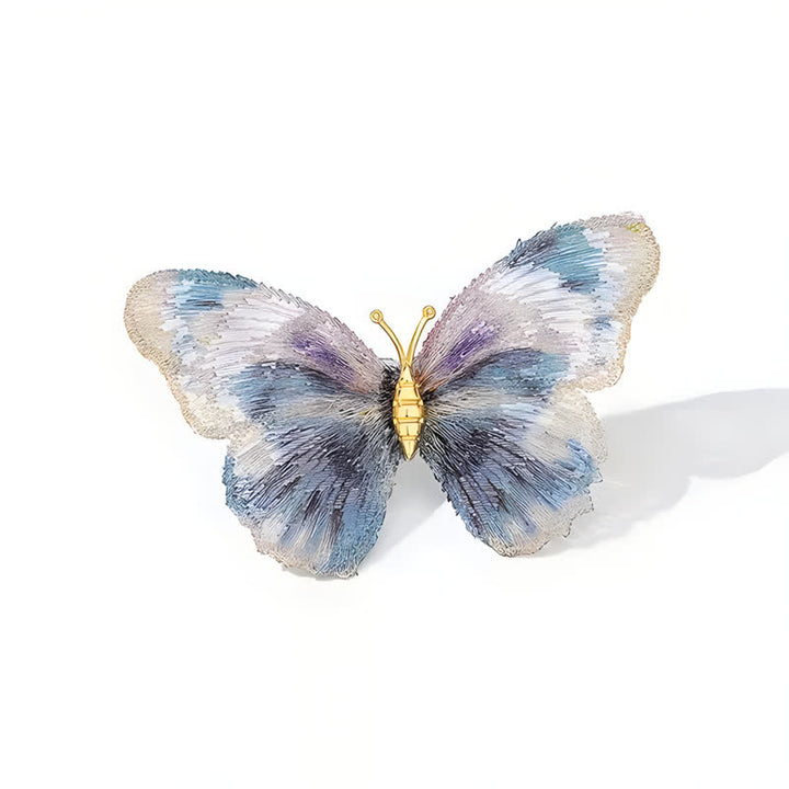 Women's Delicate Embroidered Butterfly Insect Brooch - image 5