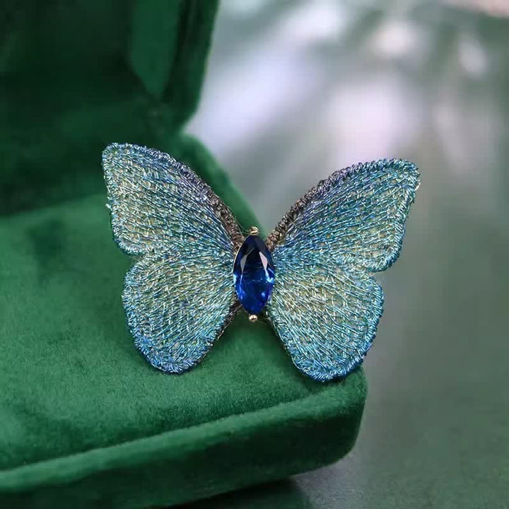Women's Hand-embroidered Butterfly Crystal Body Brooch - image 2
