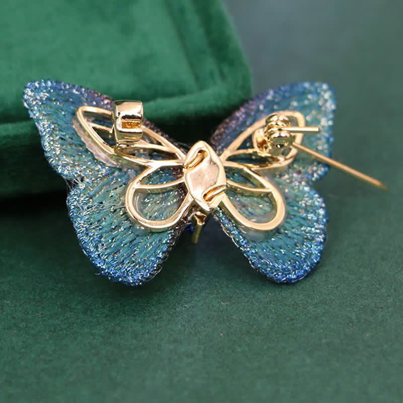 Women's Hand-embroidered Butterfly Crystal Body Brooch - image 4