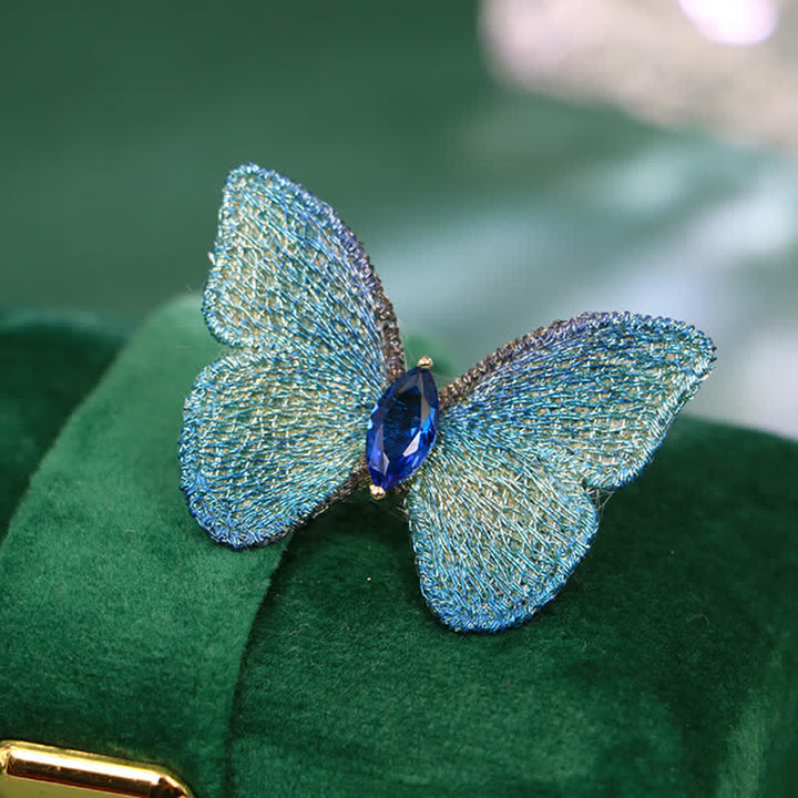 Women's Hand-embroidered Butterfly Crystal Body Brooch - image 3