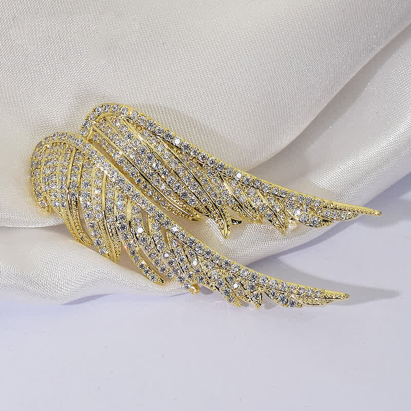 Women's Angel's Wings Exquisite Feather Shape Brooch - Gold - image 4