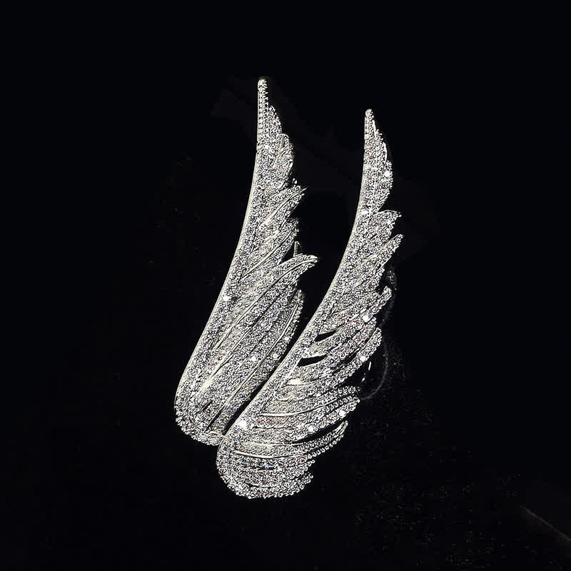 Women's Angel's Wings Exquisite Feather Shape Brooch - Silver - image 0