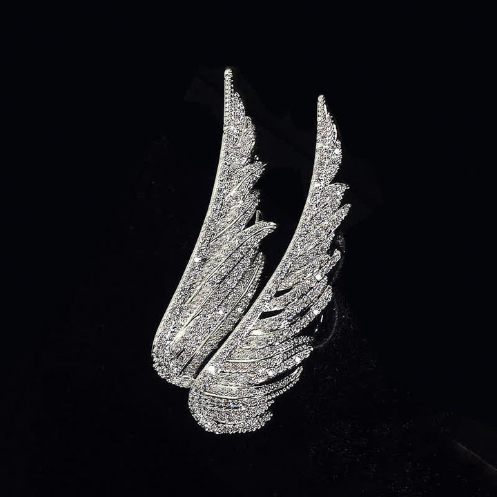 Women's Angel's Wings Exquisite Feather Shape Brooch - Silver - image 0