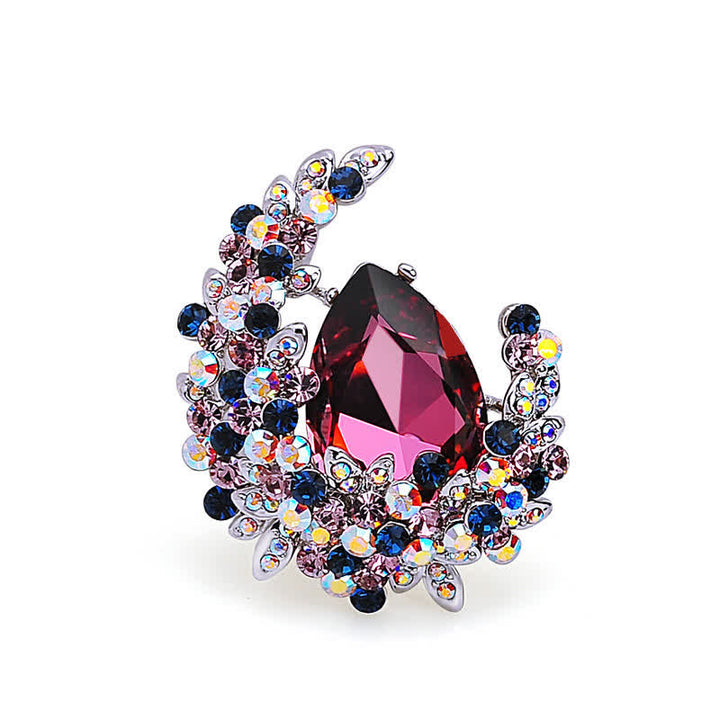 Women's Shiny Crystal Half Moon Shape Brooch - image 5