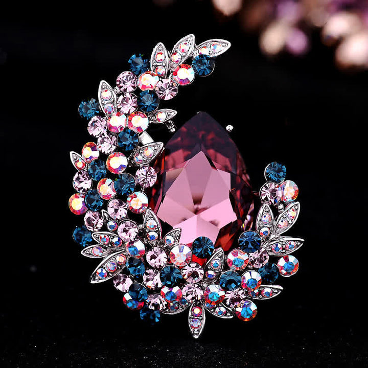 Women's Shiny Crystal Half Moon Shape Brooch