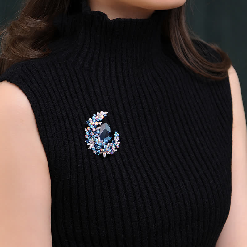 Women's Shiny Crystal Half Moon Shape Brooch - image 7