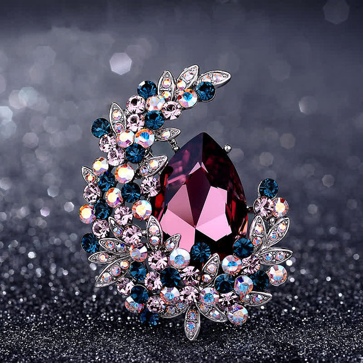 Women's Shiny Crystal Half Moon Shape Brooch - Burgundy - image 0