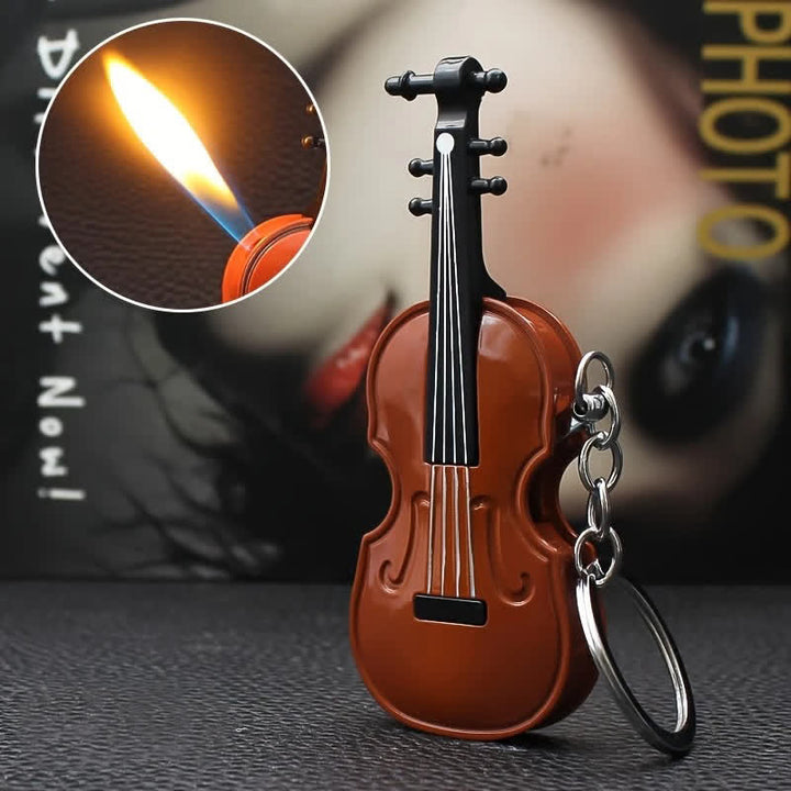 Styling Cute Violin Butane Lighter Keychain