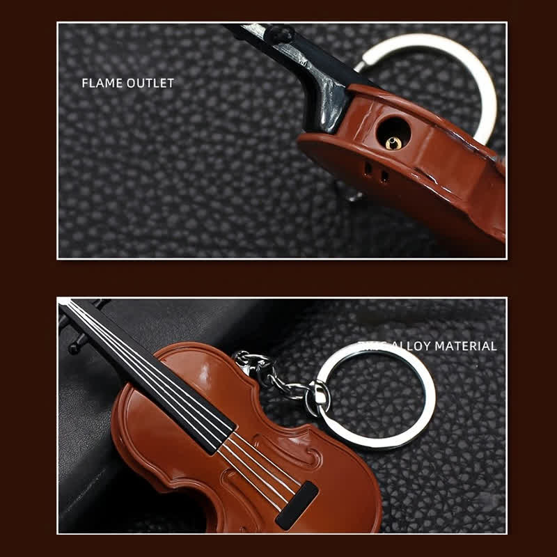 Styling Cute Violin Butane Lighter Keychain