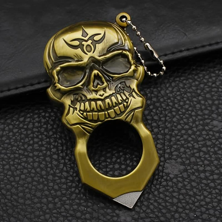 Noble Skull Face Multifunctional Tool Butane Lighter Keychain - Bronze - image 3