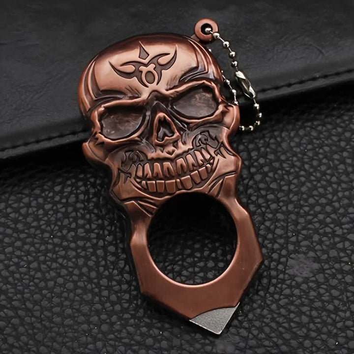 Noble Skull Face Multifunctional Tool Butane Lighter Keychain - Red Bronze - image 5