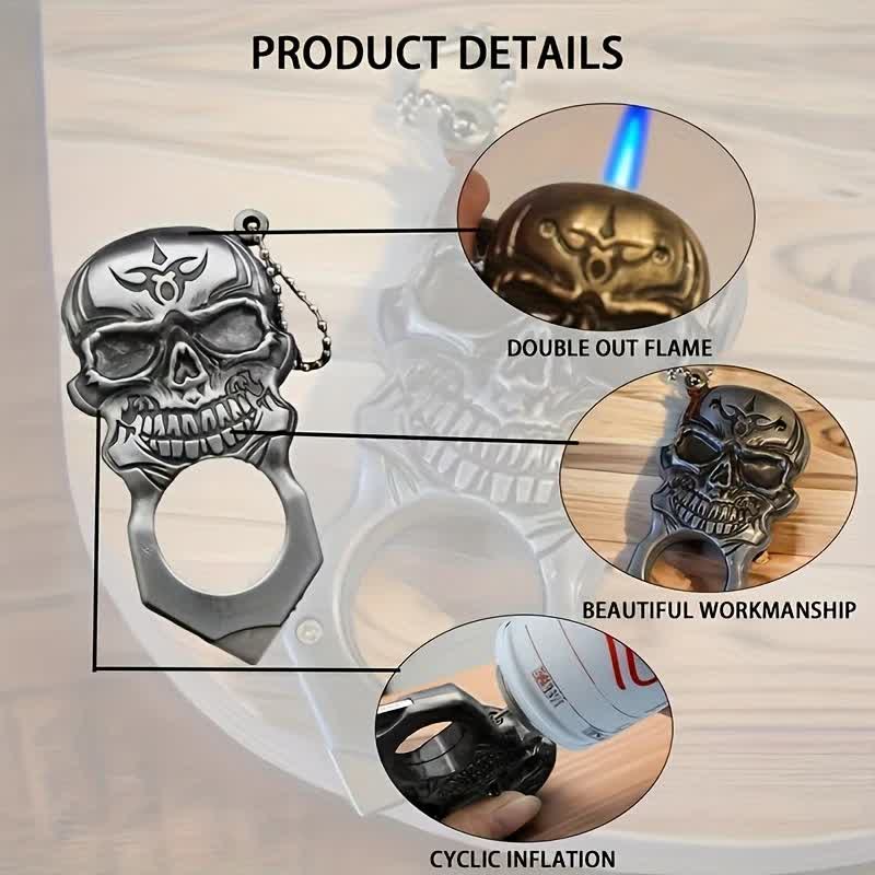 Noble Skull Face Multifunctional Tool Butane Lighter Keychain - image 2