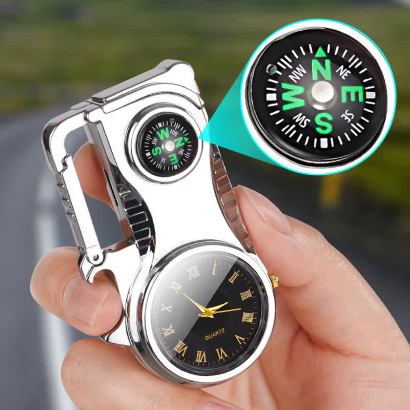 Multi-purpose Compass Watch Portable Keychain Butane Lighter