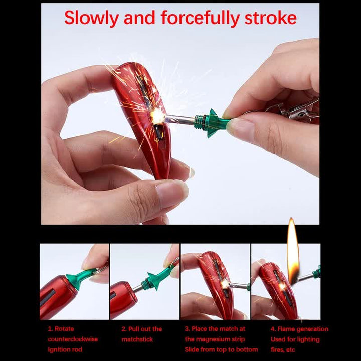 Novel Chili Shaped Permanent Match Keychain Kerosene Lighter