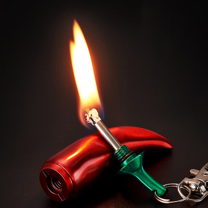 Novel Chili Shaped Permanent Match Keychain Kerosene Lighter - Red - image 0